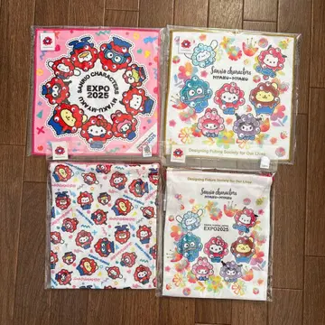 만박 x 산리오 미야쿠미야쿠 콜라보 복조리 손수건 총 4개 세트