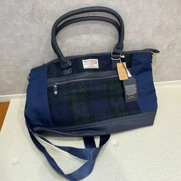 해리스 트위드 2way 숄더백 네이비/체크