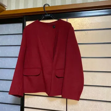 노카라 자켓 빨간색