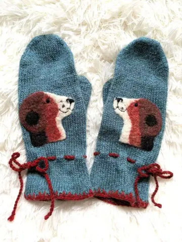 pienet 오렌지색 핀란드제 미튼 장갑 펠트 강아지 그린