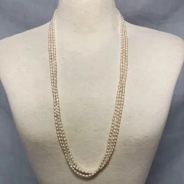 담수 펄 3연 롱 목걸이 silver 클로징