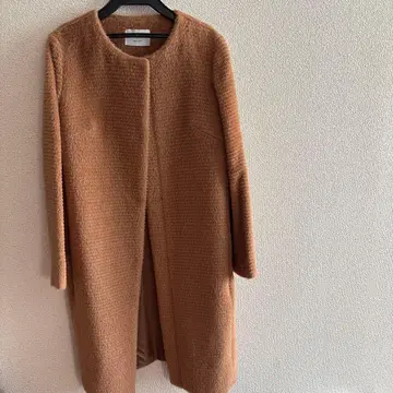 알파카 혼방 브라운 롱 코트