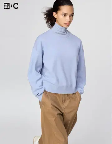 [미사용 새상품] UNIQLO C 스무스 코튼 크루넥 스웨터 블루 L