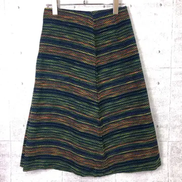 오리엔탈 레트로 Sybilla 구제 의류 이국적인 자카드 플레어 스커트