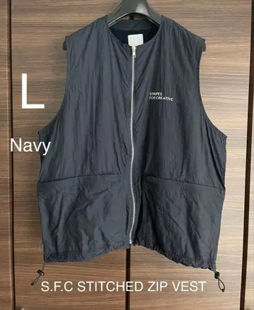 L 네이비 S.F.C STITCHED ZIP 베스트 지퍼