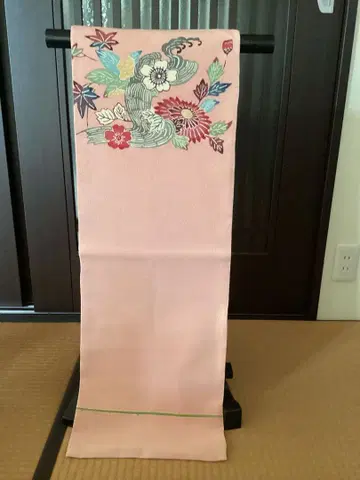 나고야 오비 순수 실크 크레이프 원단 홍형