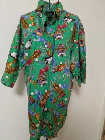 Shelter Island 하와이안 셔츠 그린 컬러 다채로운 패턴 반팔