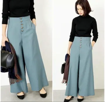 새상품급 이에나 하이웨스트 버튼 다운 팬츠 울 탁한 색상 38 M