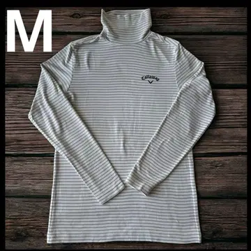 캘러웨이 골프 스트라이프 패턴 하이넥 긴팔 CALLAWAY 흡습 발열 M