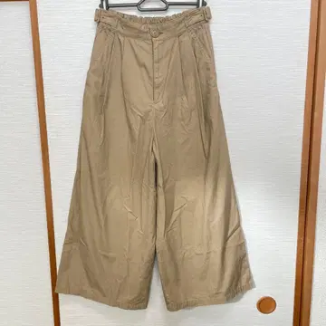 BEAMS HEART 베이지 와이드 팬츠 밴딩 허리 치노 팬츠