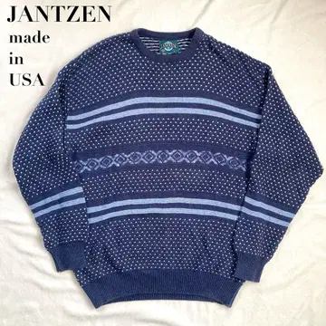 USA 제 JANTZEN 얀센 L 버즈아이 니트 보더 스웨터