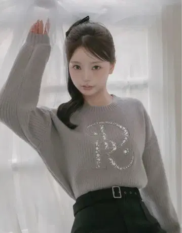 darich DR 비쥬 볼륨 리브 니트탑 그레이