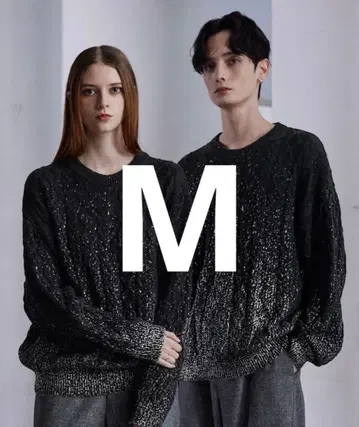 [ CLEL ] 호일 프린트 케이블 크루넥 니트