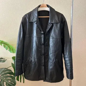 블랙 가죽 코트 XL