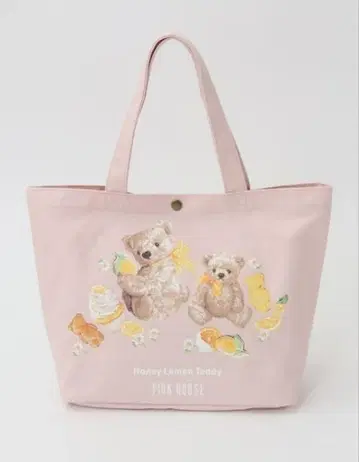 핑크하우스 허니 레몬 테디 프린트 백 핑크색