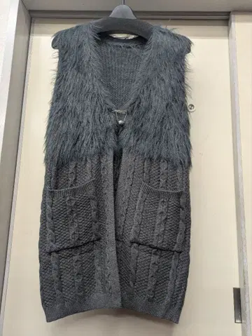 겨울 상품 케이스리 오샤레 귀여운 디자인 샤기 니트 지레 베스트