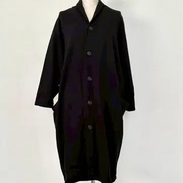 주카 롱 코트 맨투맨 소재 숄카라 블랙