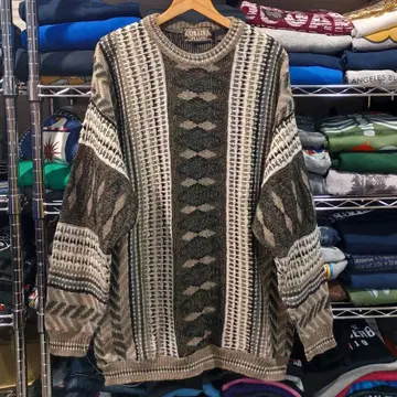 이탈리아제 빈티지 구제 의류 레트로 총 패턴 니트 울 아크릴 MIX