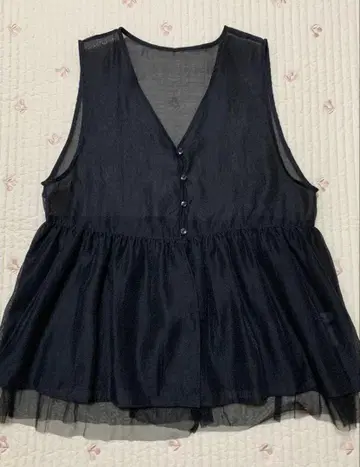 LEPSIM 시어 자수 모듬 슬리브리스 베스트 튜닉 렙심