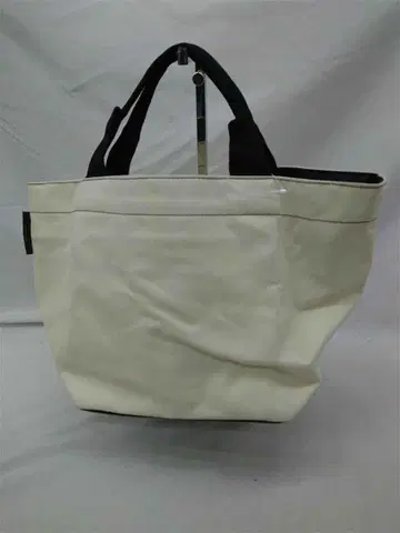 에르베샤 펠리에 화이트 토트백 다크 브라운 악센트