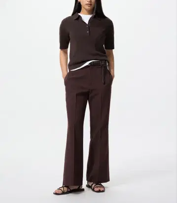 [ 미사용 새상품 ] 유니클로 스마트 플레어 팬츠 브라운 XS