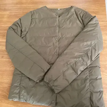 MUJI 올리브색 단추식 다운 자켓 여성용