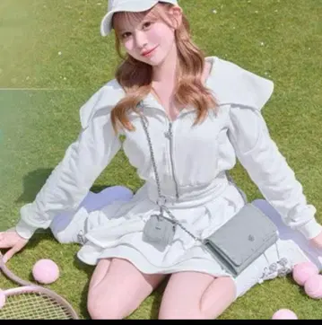 미셸 마카롱 세일러 카라 레이스 라인 셋업