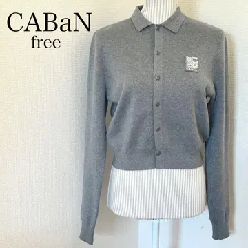 CABaN 캐번 펄 로고 폴로 가디건 그레이 니트