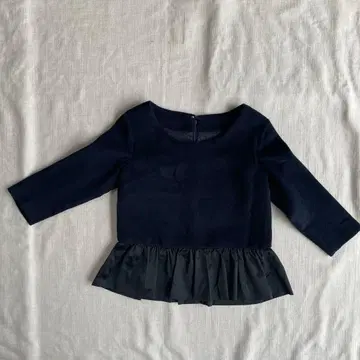 anana 네이비 블라우스 페플럼 오부 소매 울 상의