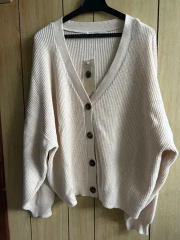 택 포함 새상품 리브 가디건 M 사이즈 크림
