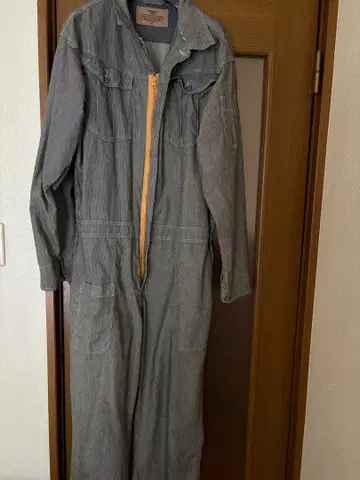 스트라이프 디자인 데님 오버롤 작업복