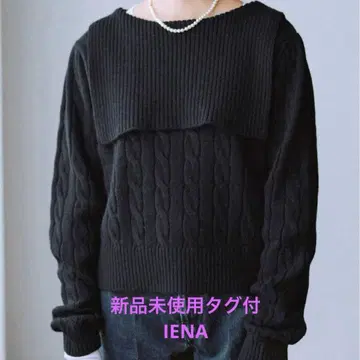 미사용 새상품 택 포함 니트 이에나 IENA BLACK 세일러 카라 니트