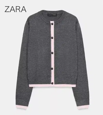 [ 완판템 ] ZARA 그레이 핑크 가디건 S