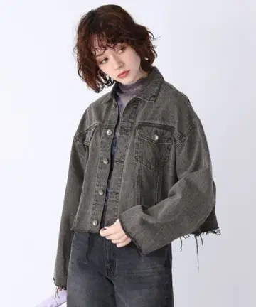그레이 데님 자켓 크롭 기장
