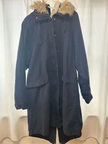 somari 후드 부착 모즈 코트 네이비