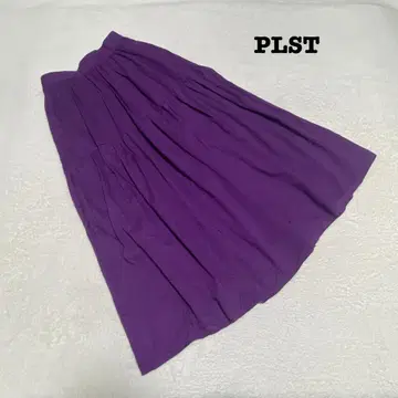 EK4092 [플라스테] 플레어 스커트 [S] 롱 기장 허리밴딩 퍼플