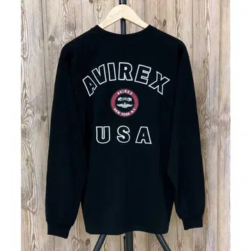 AVIREX 블랙 롱 슬리브 티셔츠 XL