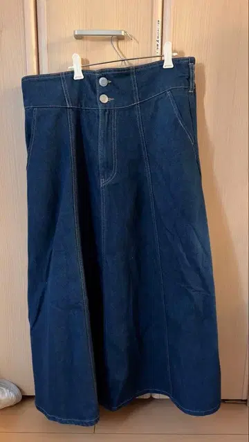 데님 플레어 스커트 3L 다크 블루