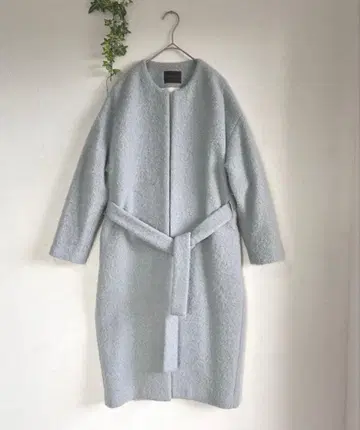 투모로우랜드 노카라 롱 코트 알파카 55% 벨트 포함 그레이