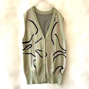 아메리 빈티지 올리브 그린 슬리브리스 니트 베스트 2way 올 시즌