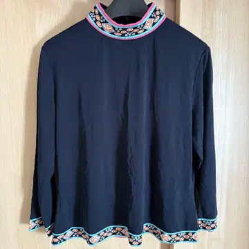 LEONARD 긴팔 블라우스 티셔츠 LL 블랙 꽃무늬