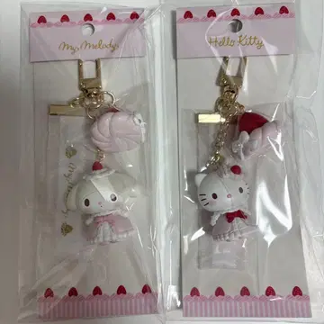 산리오 딸기 휘핑 케이크 키링 키티 마이멜로디 2개 세트
