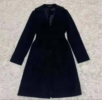 새상품급 띠어리 캐시미어 혼방 롱 코트 블랙 벨트 포함