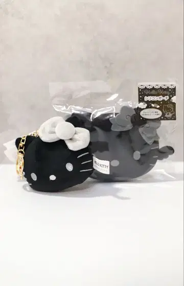 [산리오 x 시마무라] 블랙 헬로키티 실리콘 파우치 + 마스코트 참