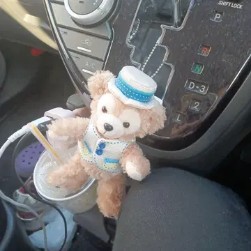 스카이블루 자켓을 입은 곰 봉제 인형