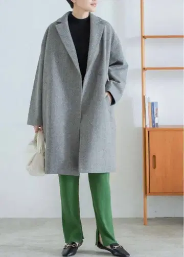 [ LEPSIM ] 그레이 헤링본 체스터 코트