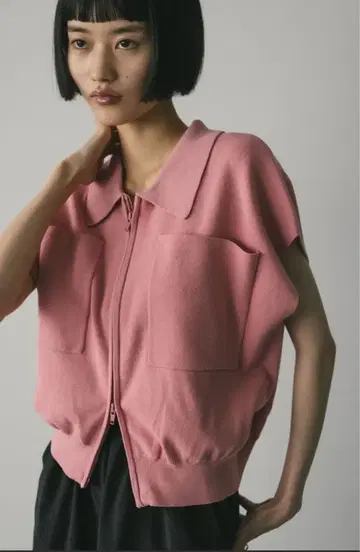 [ 새상품급 ] Stylemixer 보켓 니트 지퍼 베스트 핑크