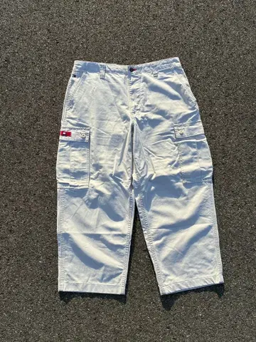 TOMMY JEANS 카고 팬츠 화이트 와이드