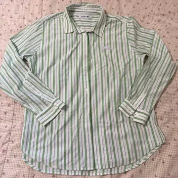 LACOSTE 그린과 화이트 스트라이프 긴팔 셔츠 36