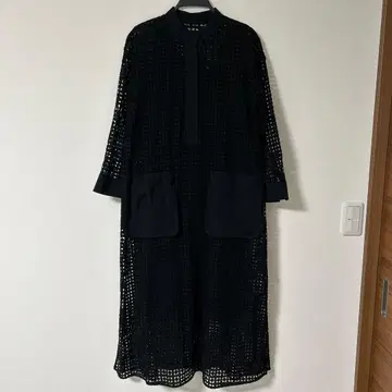 알디 누아르 올 오버 레이스 셔츠 원피스